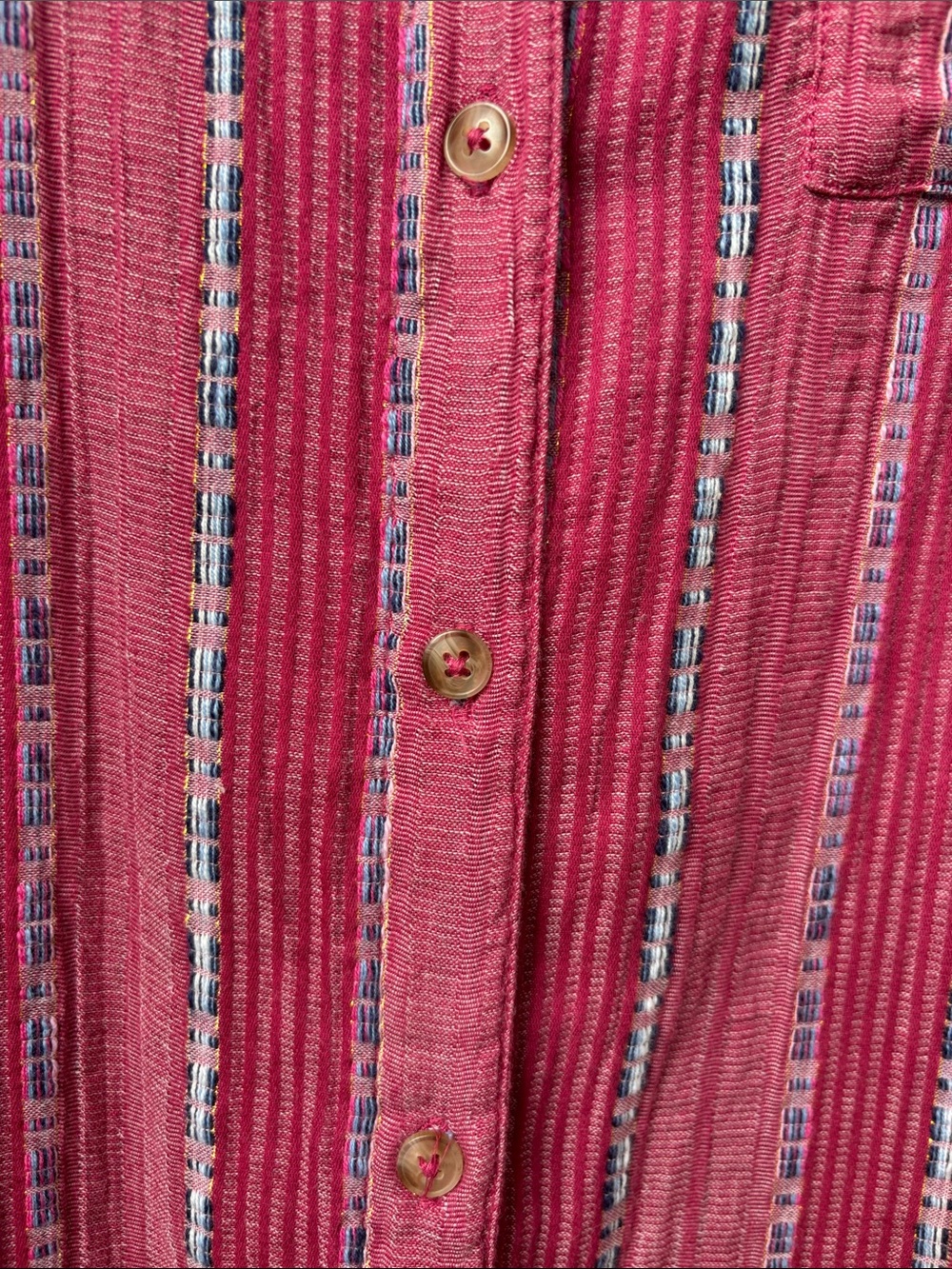 Anthropologie Pilcro The Bo Boyfriend Metallic Stripe Button Down Shirt XS Pink - Picture 10 of 12